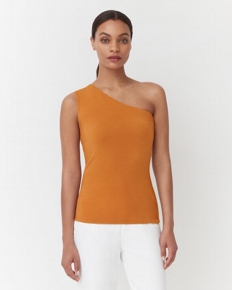 Debardeur Cuyana One Shoulder Top Jaune Femme | OXE-7242437