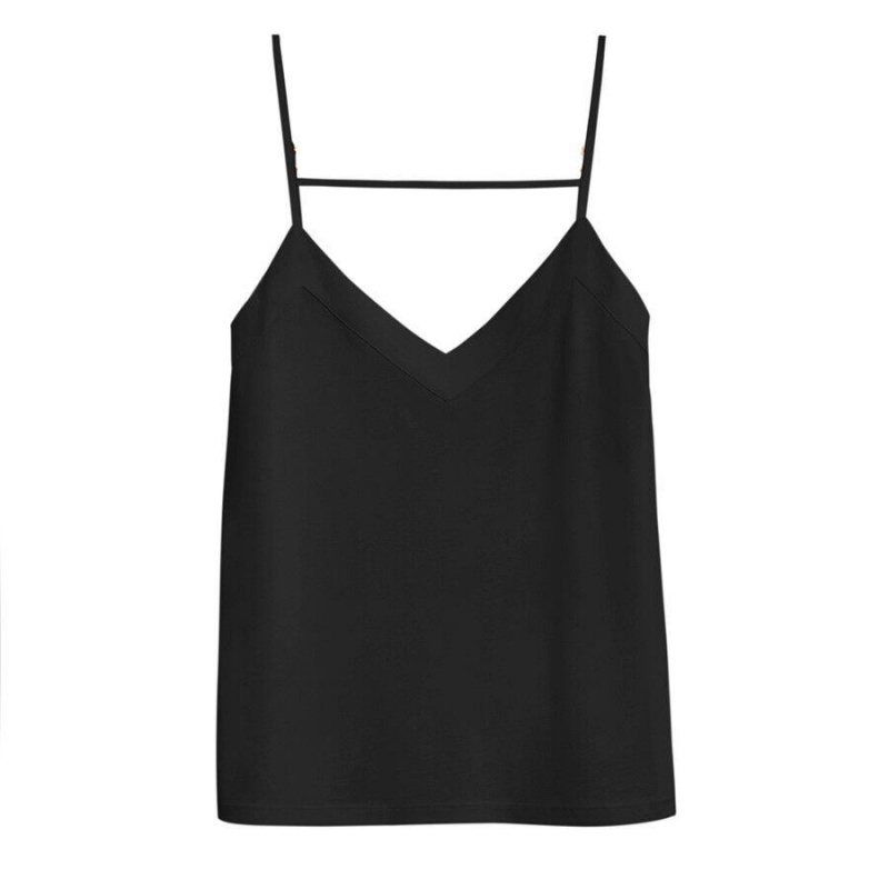 Debardeur Cuyana Organic Pima Cami Noir Femme | FWO-4872200