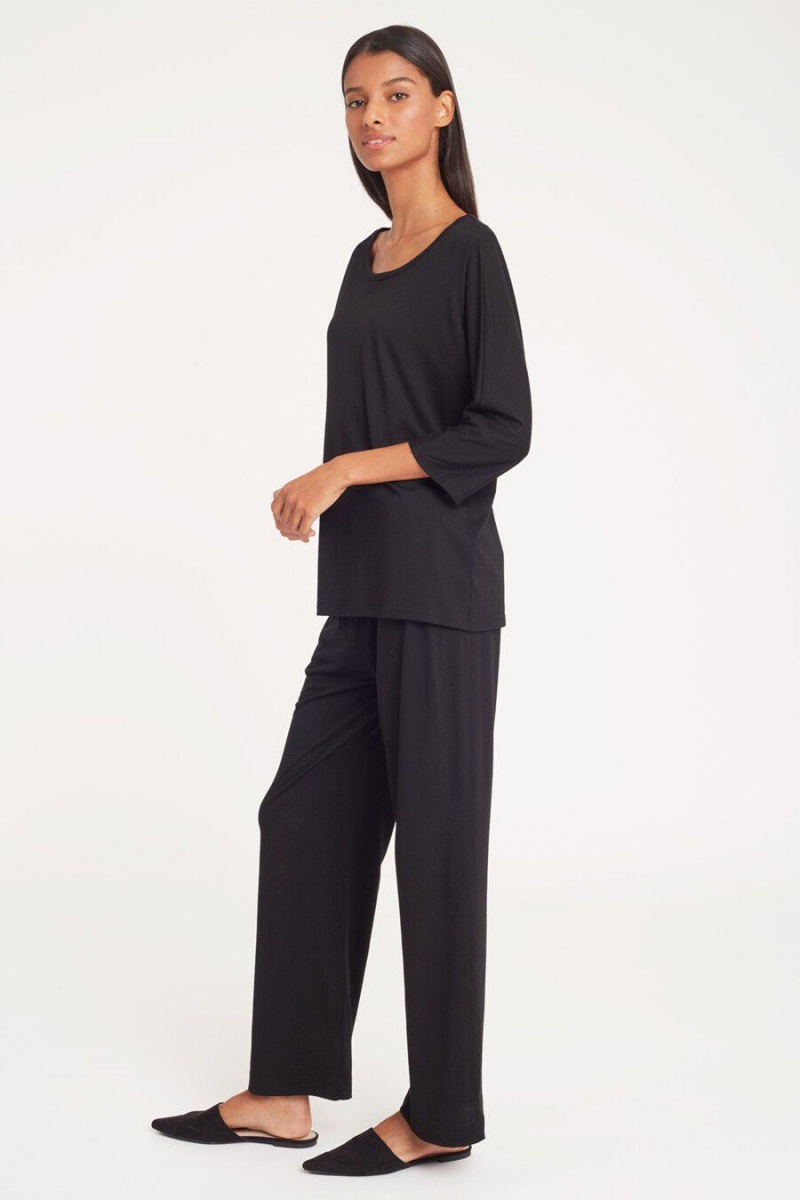 Pantalon Cuyana Organic Pima Classiche Noir Femme | AQZ-1426711