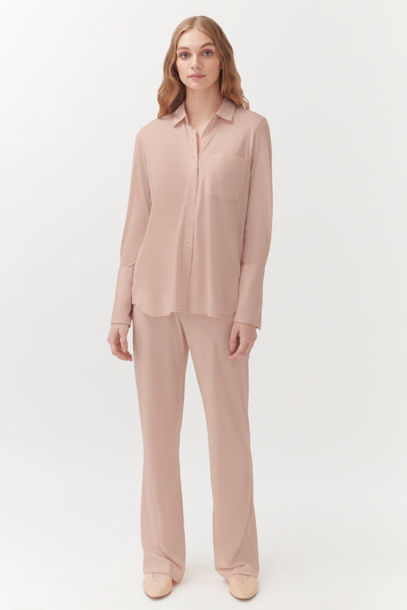 Pantalon Cuyana Organic Pima Classiche Rose Femme | LUY-7600676