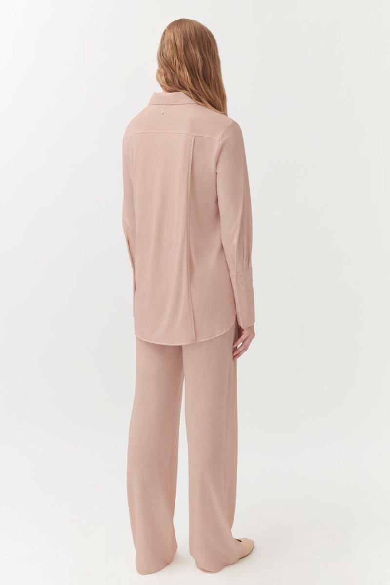 Pantalon Cuyana Organic Pima Classiche Rose Femme | LUY-7600676