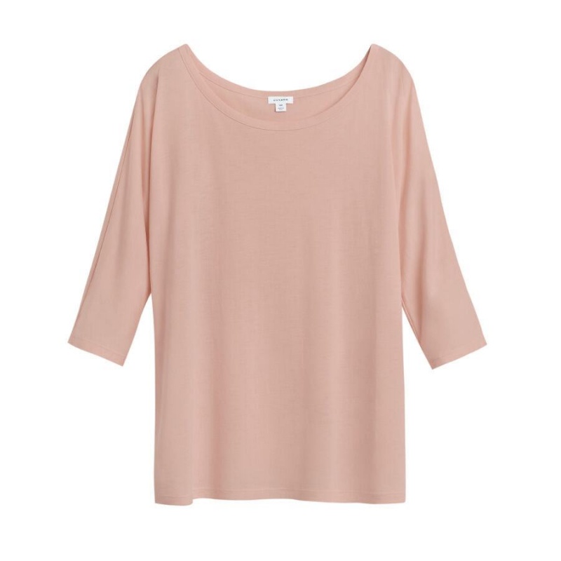 T Shirts Cuyana Organic Pima Drape-Back Rose Femme | IOV-6224484