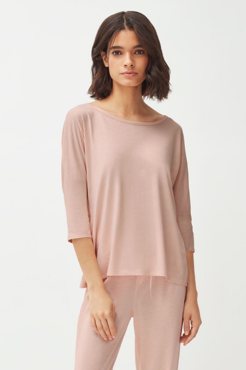 T Shirts Cuyana Organic Pima Drape-Back Rose Femme | IOV-6224484