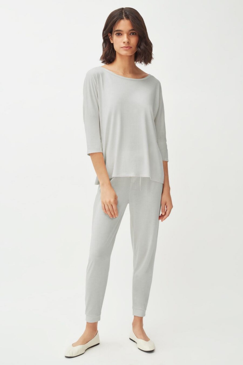 Pantalon Cuyana Organic Pima Tapered Grise Femme | NNW-8747506