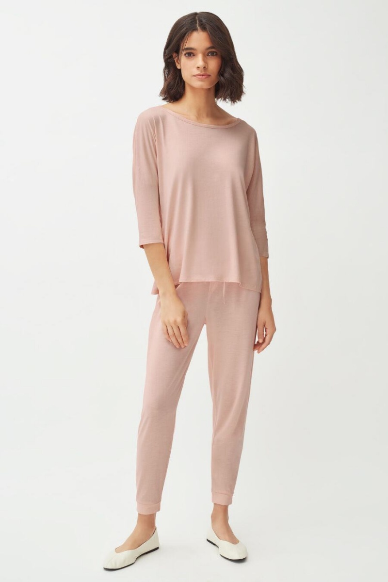 Pantalon Cuyana Organic Pima Tapered Rose Femme | HOJ-4298151