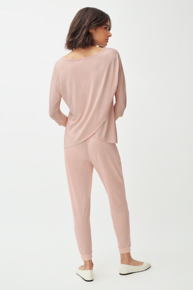 Pantalon Cuyana Organic Pima Tapered Rose Femme | HOJ-4298151