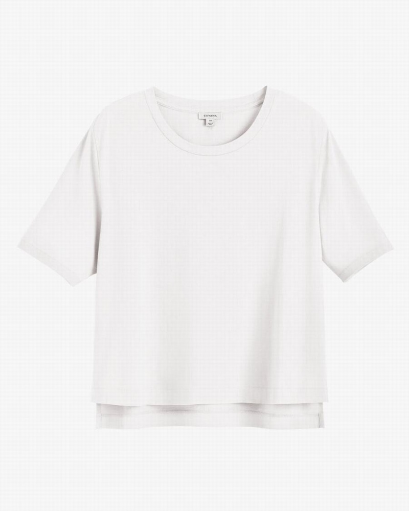 T Shirts Cuyana Pima Cropped Tee Blanche Femme | ERE-9050552