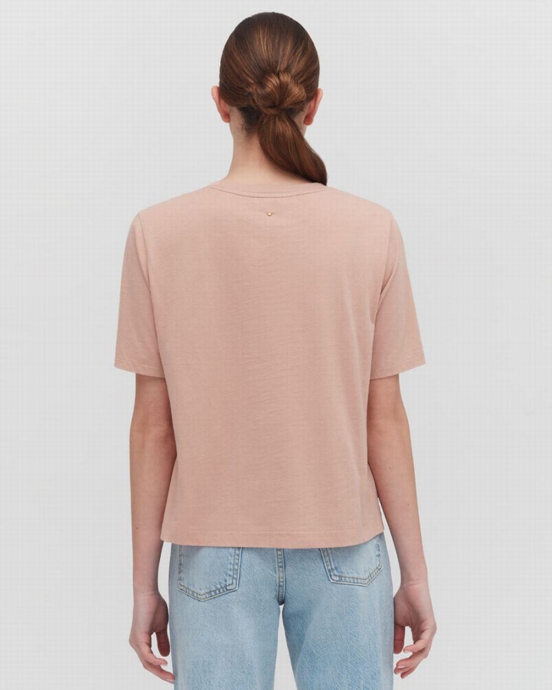 T Shirts Cuyana Pima Cropped Tee Rose Femme | UMZ-5263905