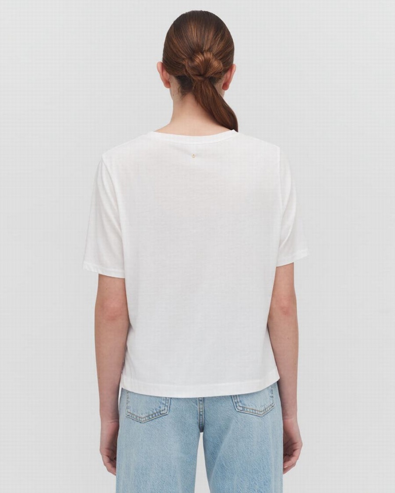 T Shirts Cuyana Pima Cropped Tee Blanche Femme | ERE-9050552