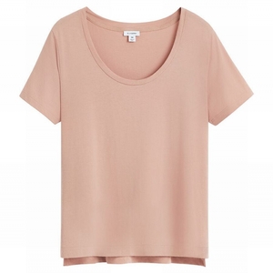 T Shirts Cuyana Pima Scoop Neck Tee Rose Femme | LCO-3936399