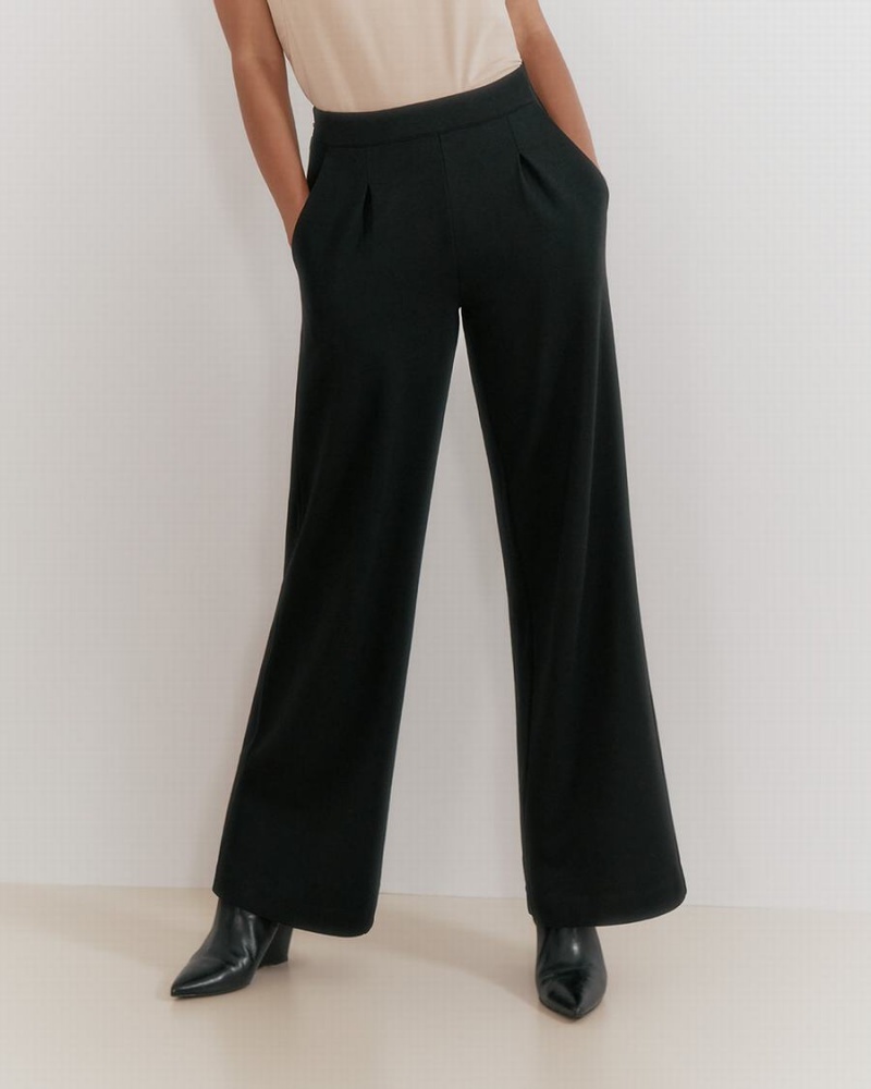 Pantalon Cuyana Ponte Larges-Leg Noir Femme | SVG-1457515