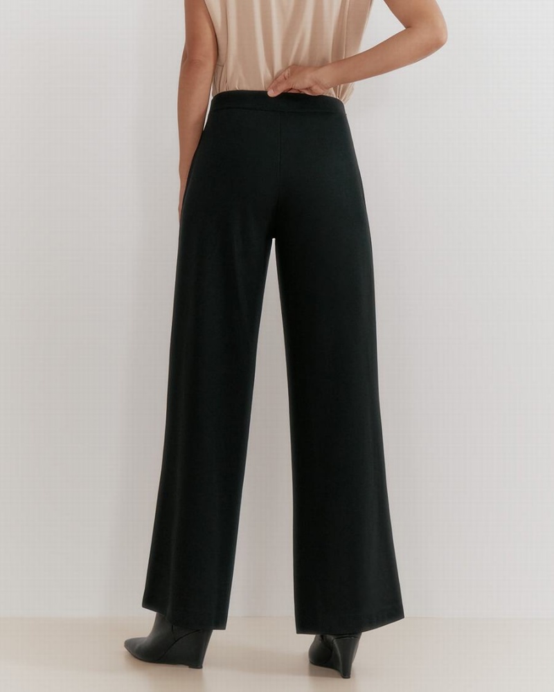 Pantalon Cuyana Ponte Larges-Leg Noir Femme | SVG-1457515