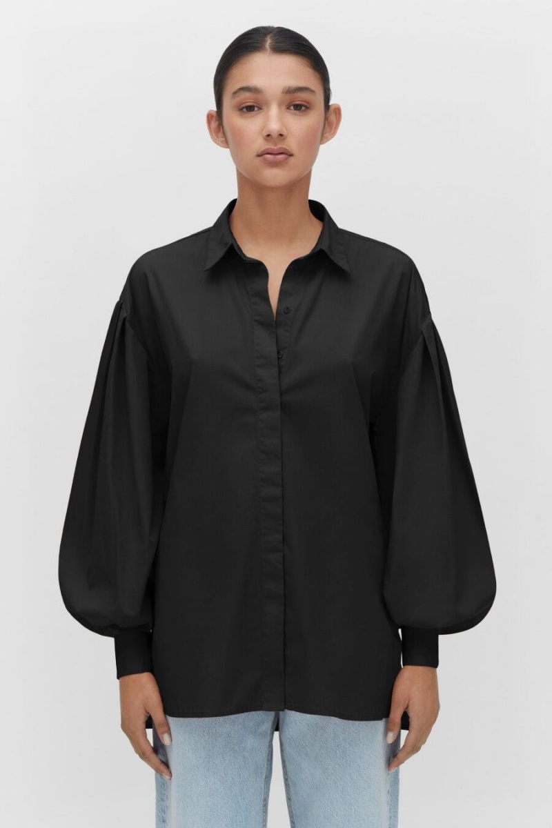 Chemises Cuyana Poplin Balloon Sleeve Noir Femme | LHL-8166377