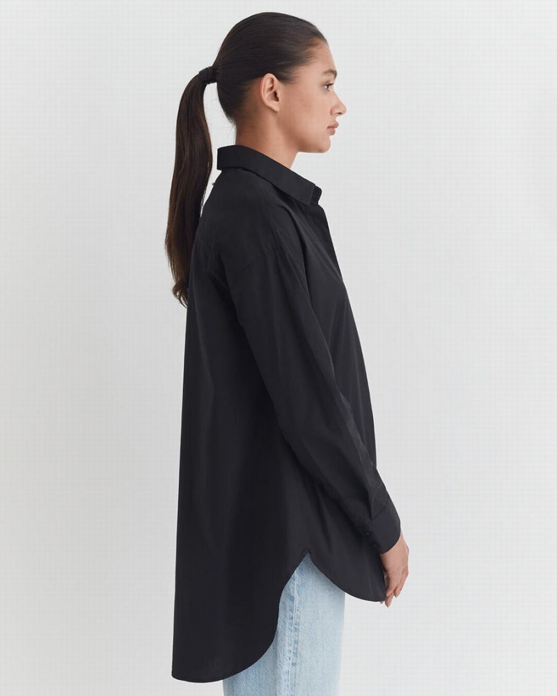 Chemises Cuyana Poplin Oversized Noir Femme | TVC-3678564