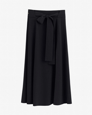 Jupes Cuyana Silk Belted Midi Noir Femme | CYE-9487231