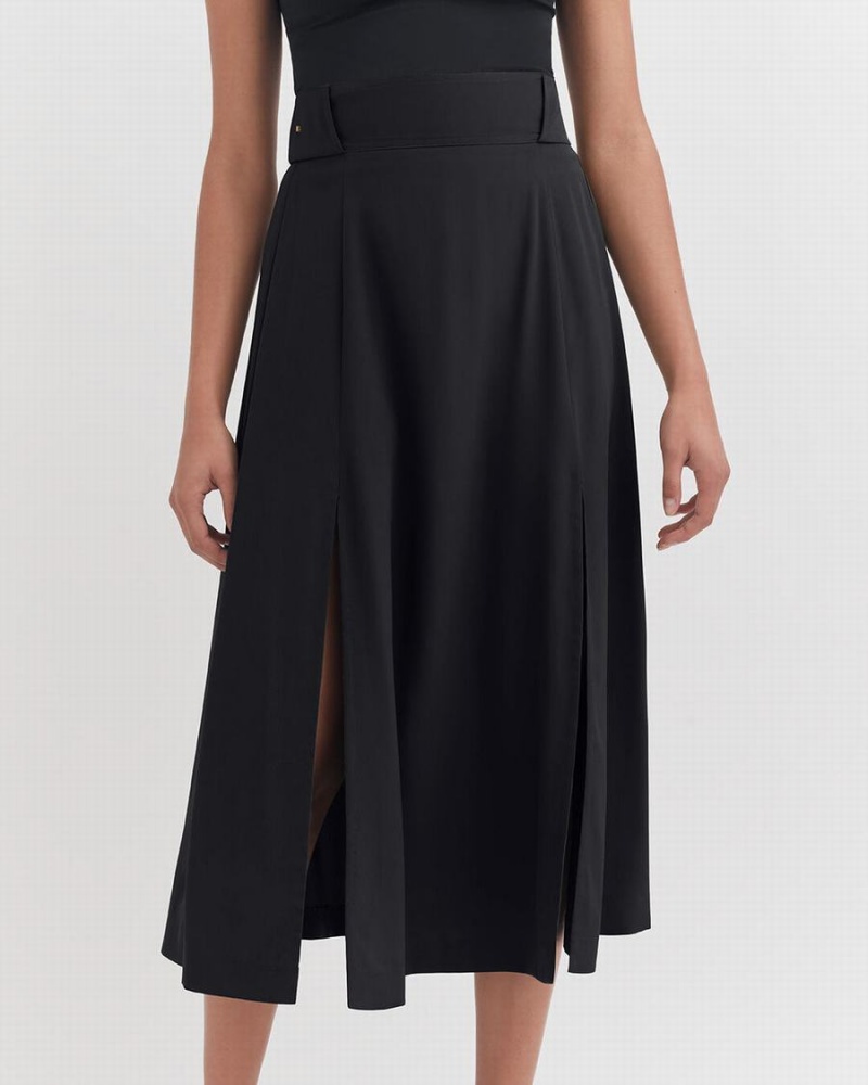 Jupes Cuyana Silk Belted Midi Noir Femme | CYE-9487231