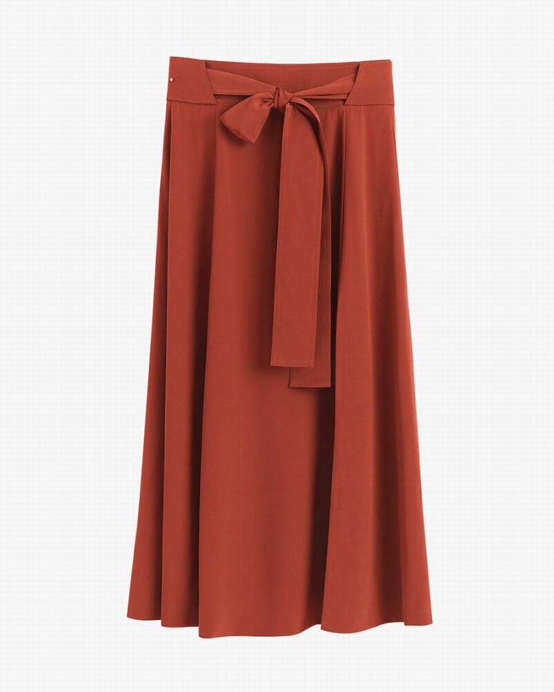 Jupes Cuyana Silk Belted Midi Rouge Femme | JXI-8814910