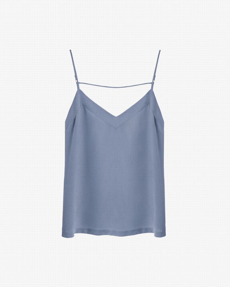 Debardeur Cuyana Silk Cami Bleu Femme | EVA-1135606