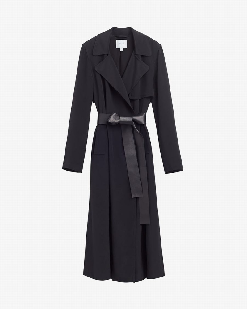 Coupe-vent Cuyana Silk Classiche Trench Noir Femme | JON-9828262