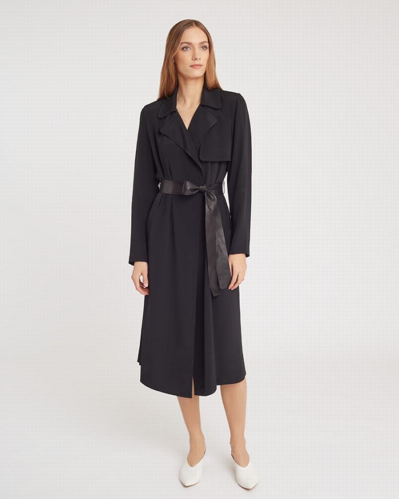 Coupe-vent Cuyana Silk Classiche Trench Noir Femme | JON-9828262