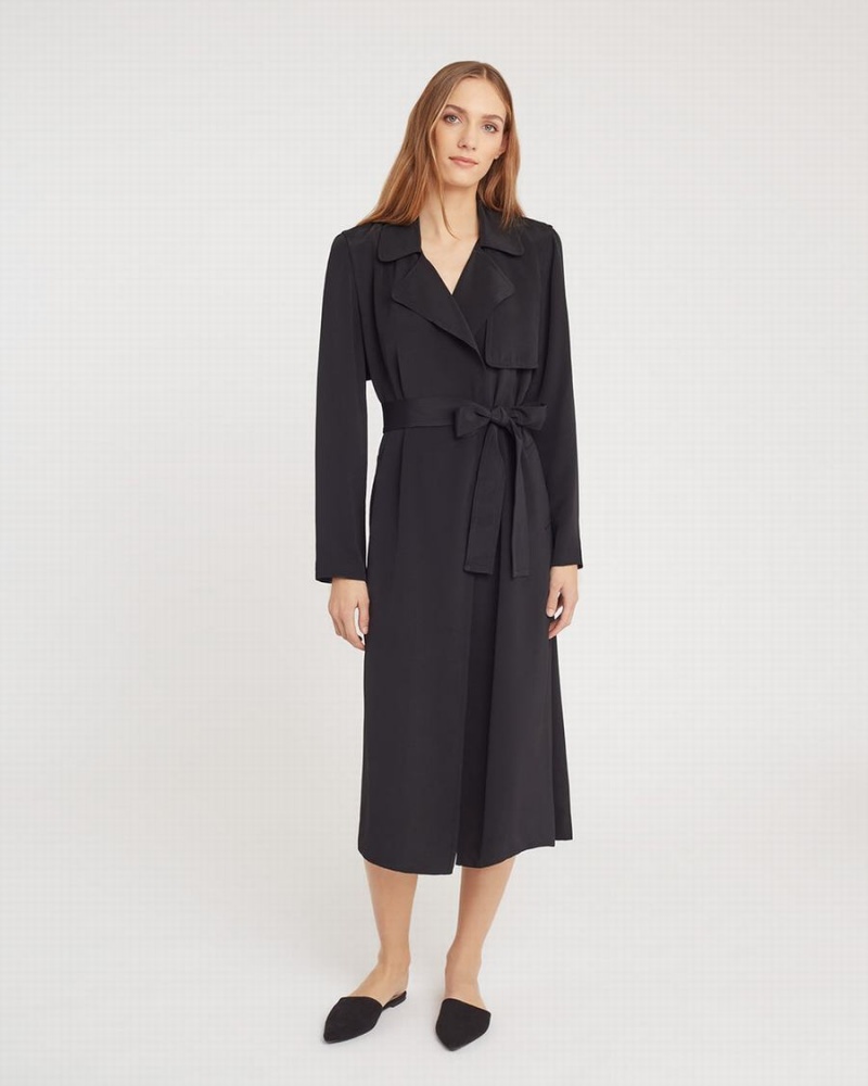 Coupe-vent Cuyana Silk Classiche Trench Noir Femme | JON-9828262