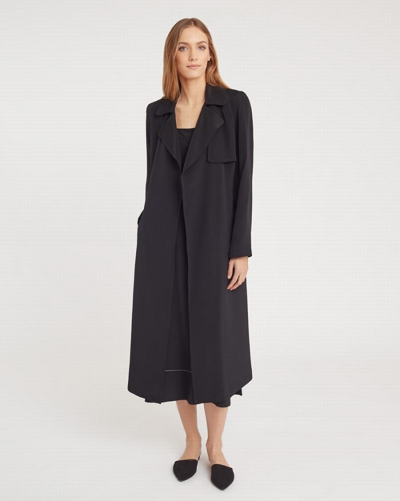 Coupe-vent Cuyana Silk Classiche Trench Noir Femme | JON-9828262