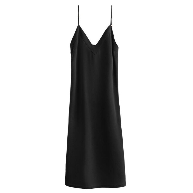 Peignoir Cuyana Silk Slip Noir Femme | IAM-6557314