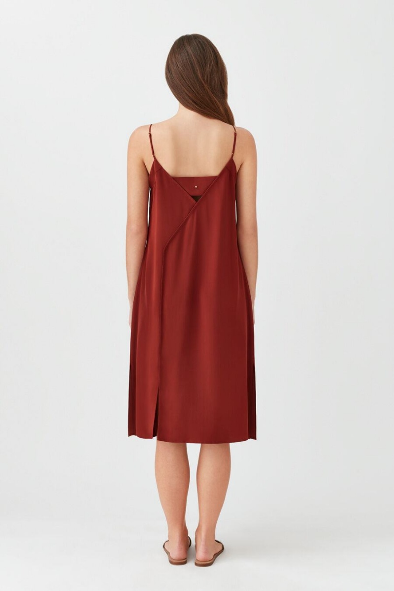 Peignoir Cuyana Silk Slip Rouge Foncé Femme | QXP-7671155