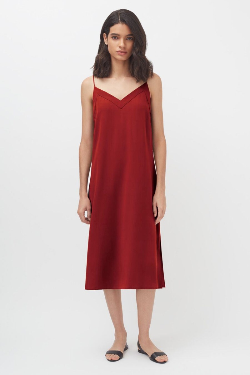 Peignoir Cuyana Silk Slip Rouge Femme | UQM-7403234