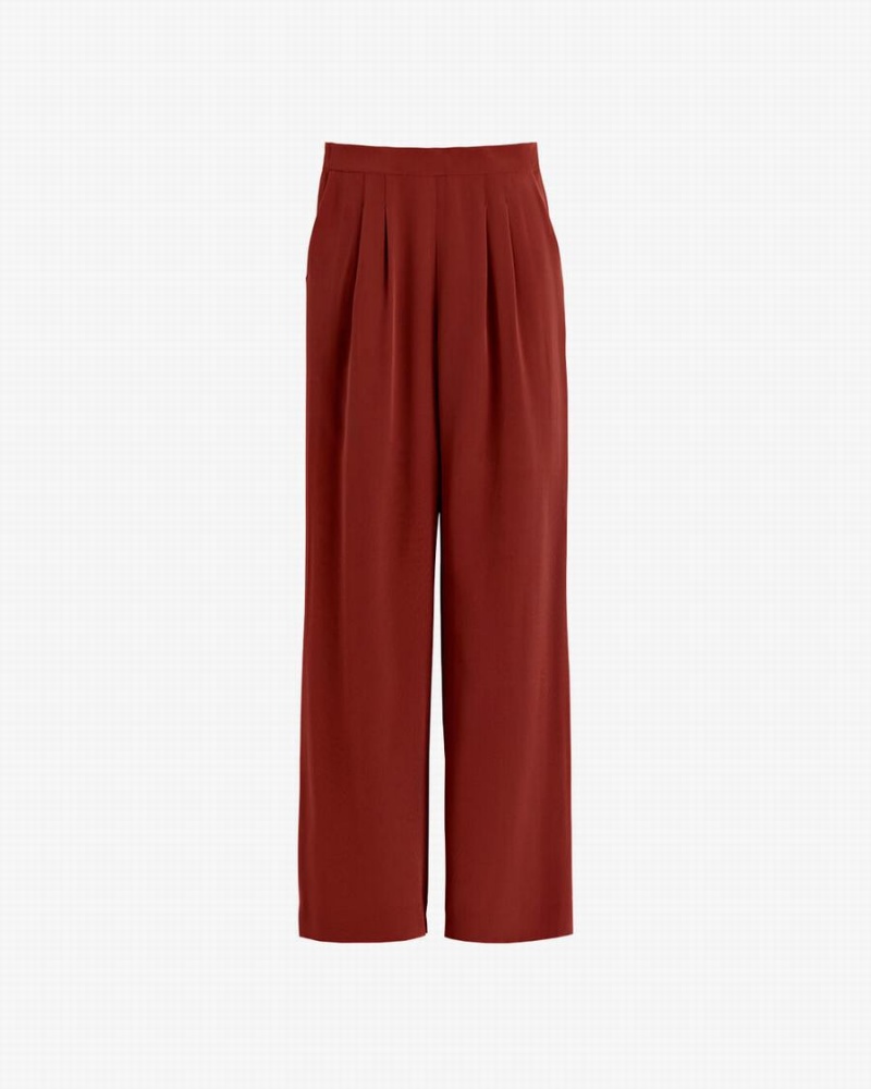 Pantalon Cuyana Silk Larges-Leg Rouge Foncé Femme | YYO-6167565