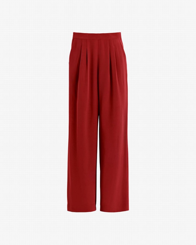 Pantalon Cuyana Silk Larges-Leg Rouge Femme | GLJ-5914260