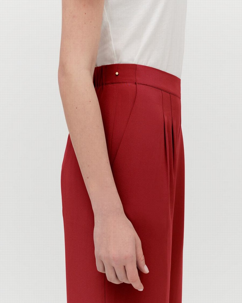 Pantalon Cuyana Silk Larges-Leg Rouge Femme | GLJ-5914260