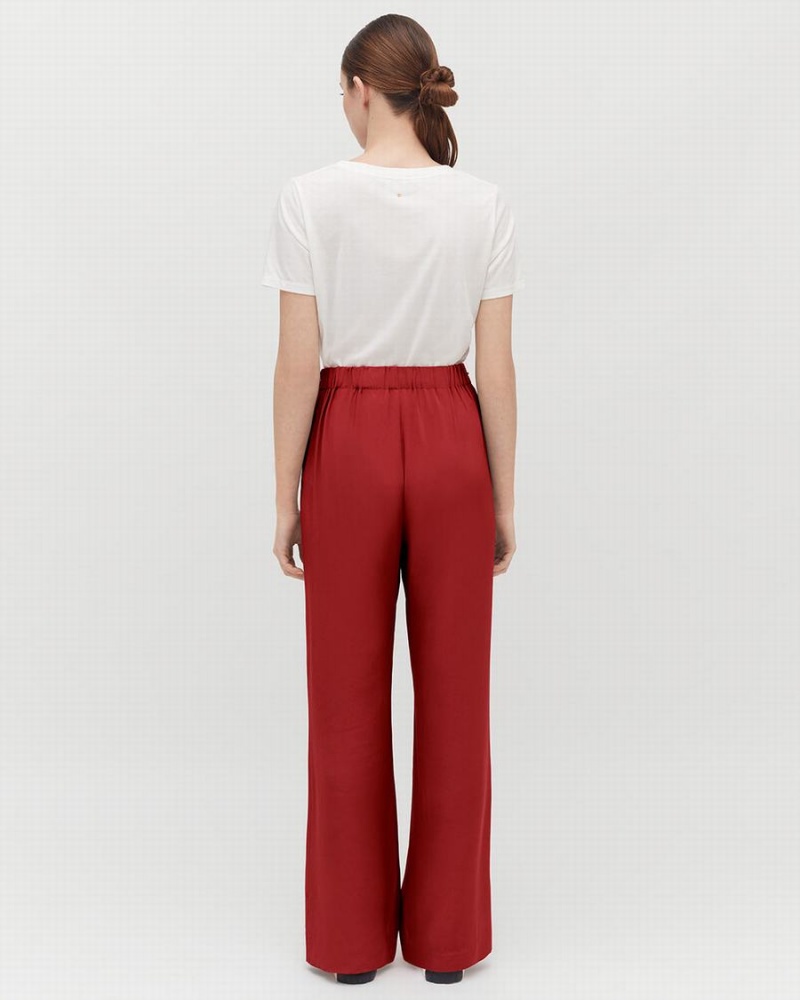 Pantalon Cuyana Silk Larges-Leg Rouge Femme | GLJ-5914260