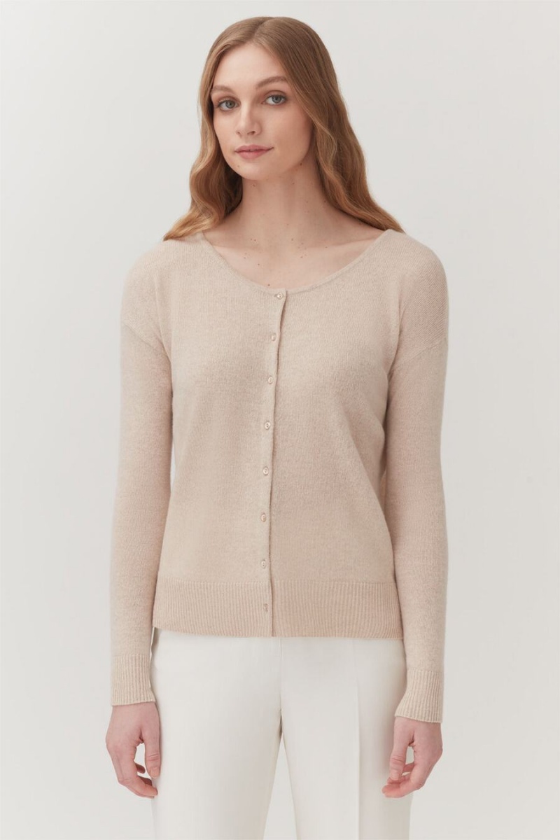 Cardigan Cuyana Single-Origin Cashmere Beige Femme | FKP-5630806