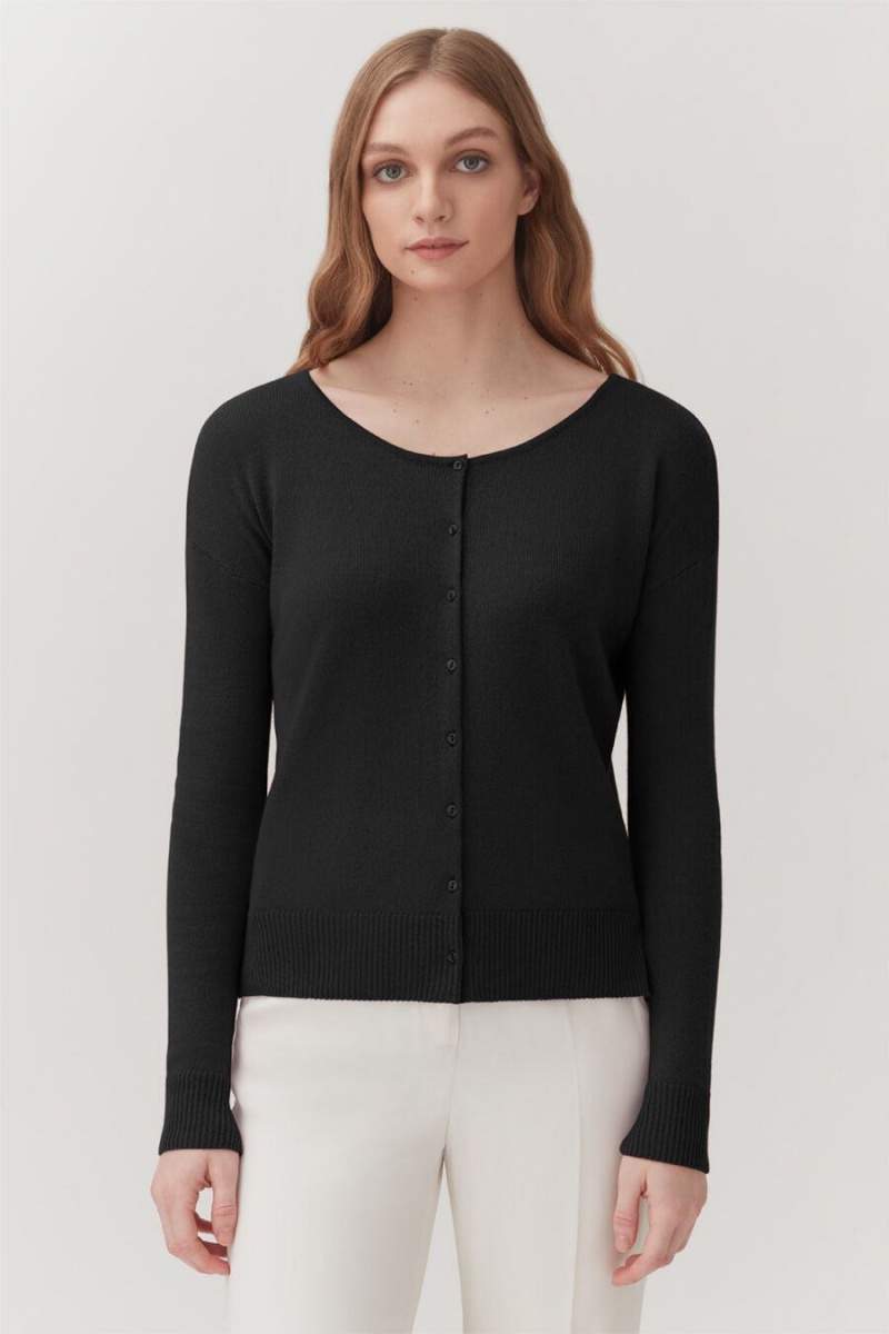 Cardigan Cuyana Single-Origin Cashmere Noir Femme | YSV-6398232