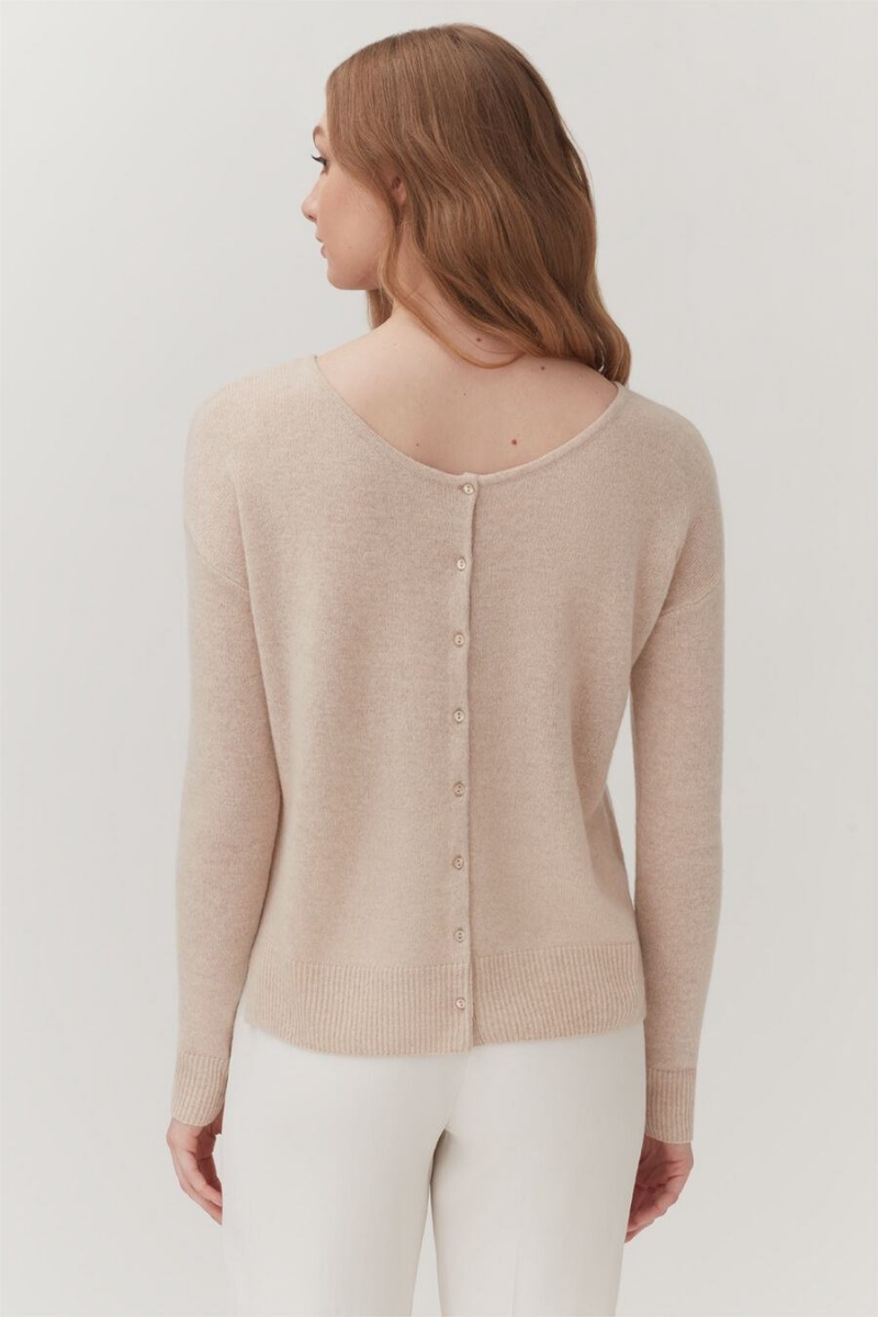 Cardigan Cuyana Single-Origin Cashmere Beige Femme | FKP-5630806