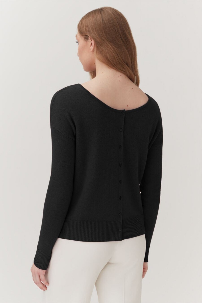 Cardigan Cuyana Single-Origin Cashmere Noir Femme | YSV-6398232