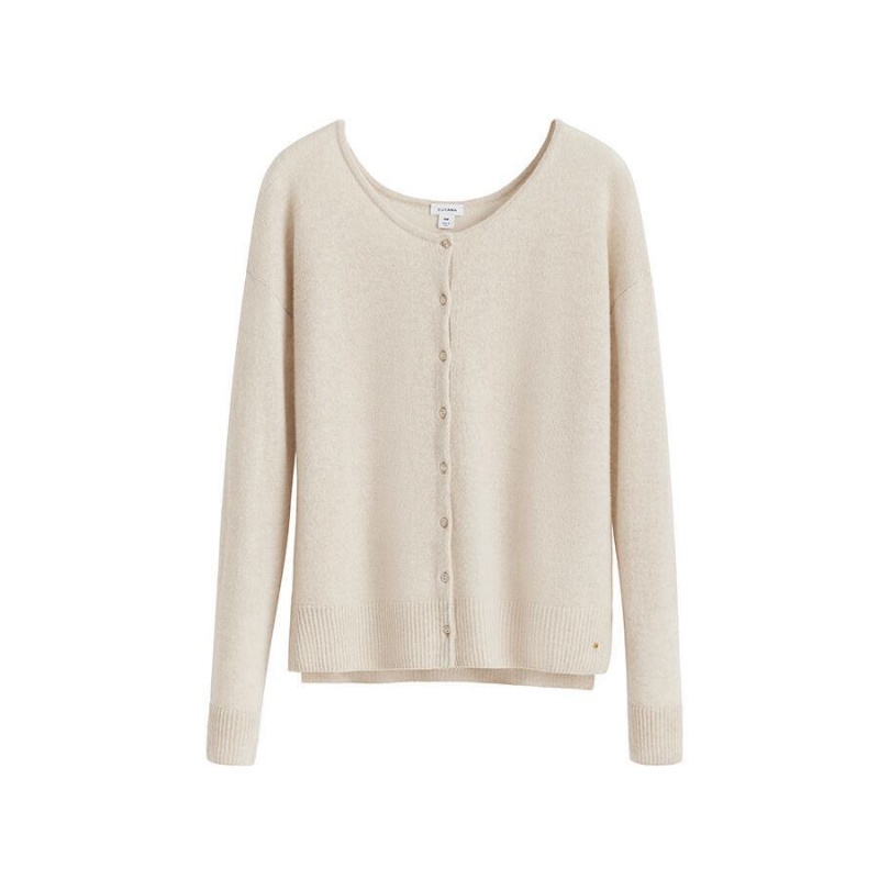 Cardigan Cuyana Single-Origin Cashmere Blanche Femme | VIW-8213195