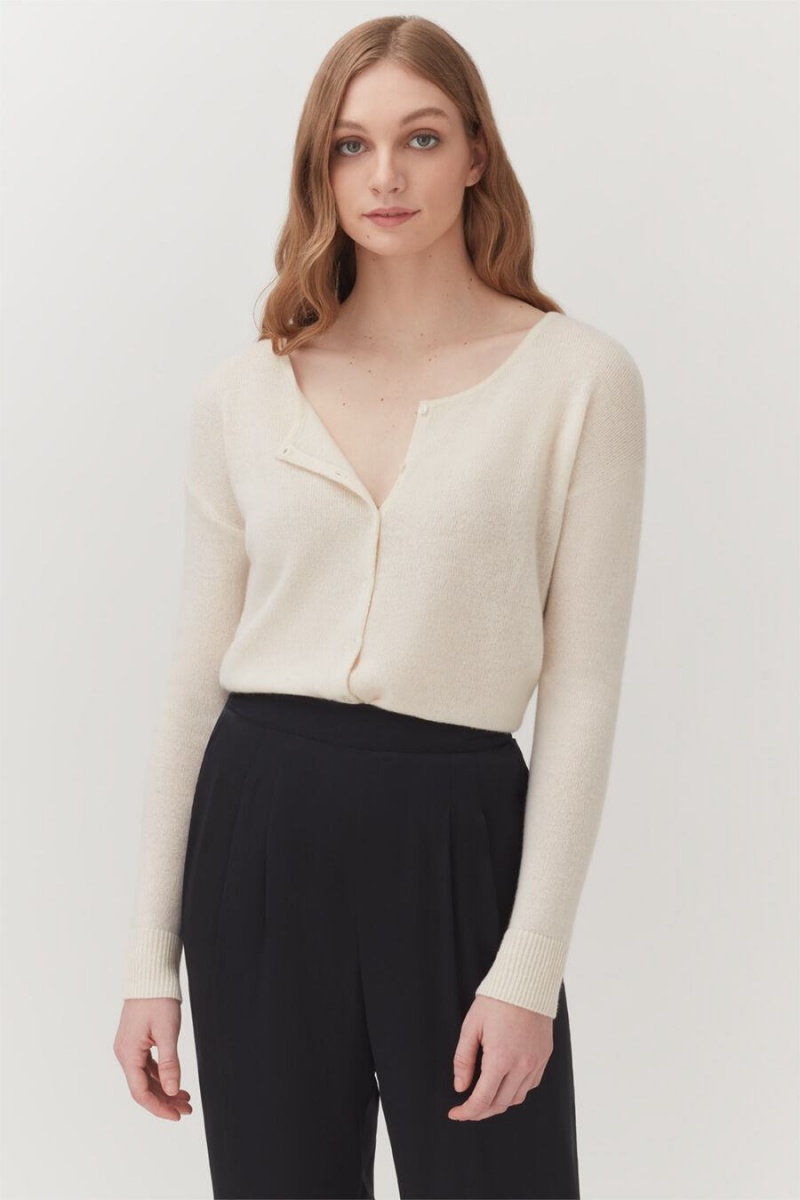 Cardigan Cuyana Single-Origin Cashmere Blanche Femme | VIW-8213195