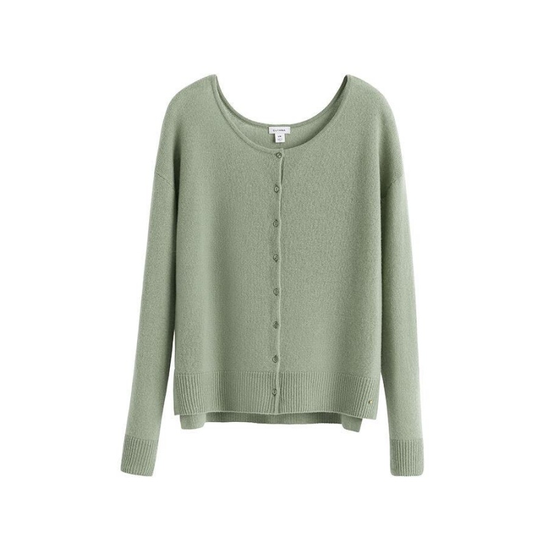 Cardigan Cuyana Single-Origin Cashmere Vert Femme | XUL-9727266