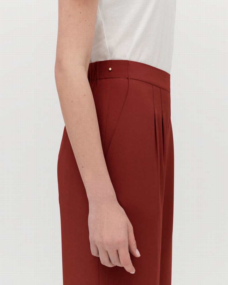 Pantalon Cuyana Silk Larges-Leg Rouge Foncé Femme | YYO-6167565