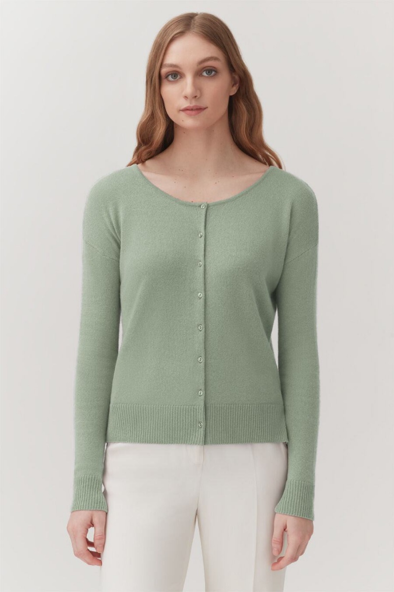 Cardigan Cuyana Single-Origin Cashmere Vert Femme | XUL-9727266