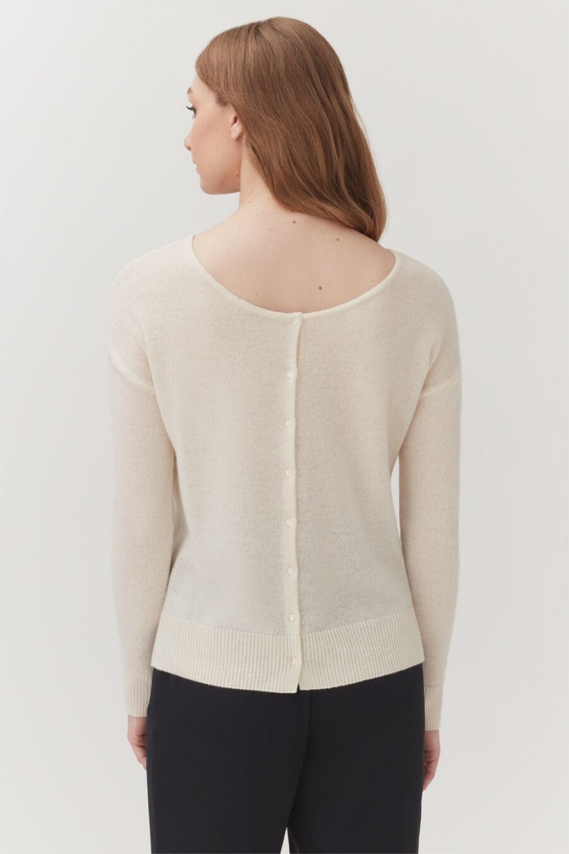 Cardigan Cuyana Single-Origin Cashmere Blanche Femme | VIW-8213195