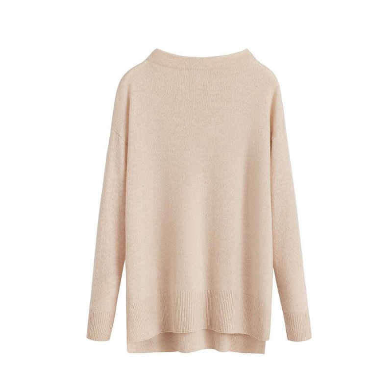 Chandails Cuyana Single-Origin Cashmere Funnel Neck Beige Femme | VFO-5353855