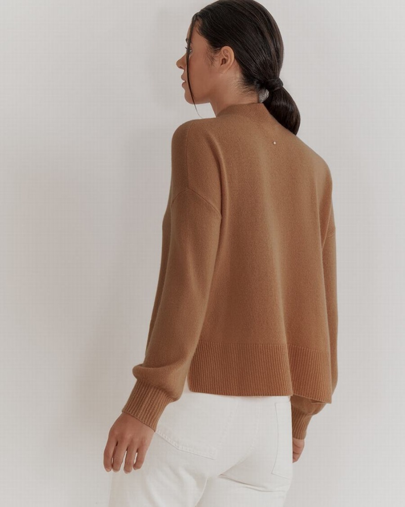 Chandails Cuyana Single Origin Cashmere Cropped Marron Femme | OWA-0392977