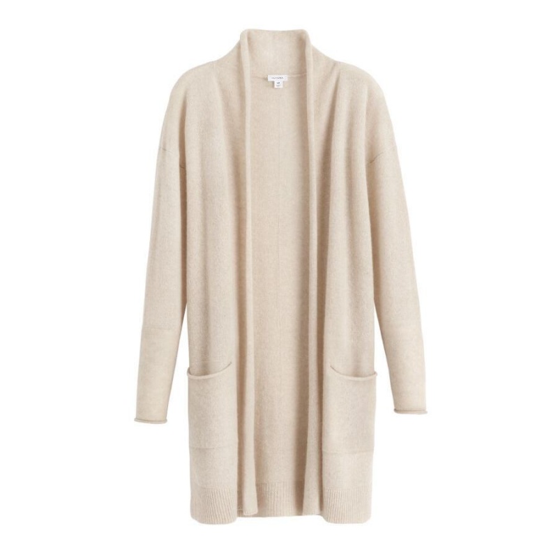 Cardigan Cuyana Single-Origin Cashmere Long Beige Femme | FFW-7911886