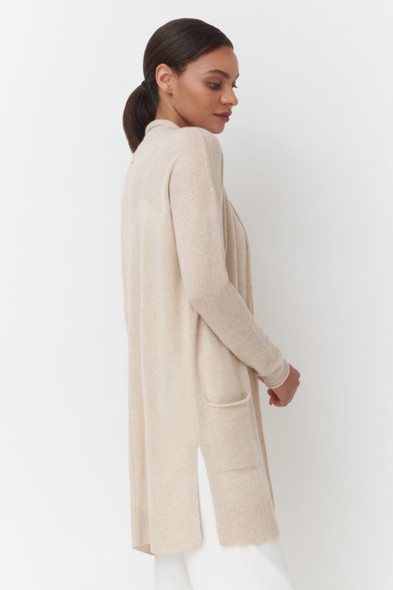 Cardigan Cuyana Single-Origin Cashmere Long Beige Femme | FFW-7911886