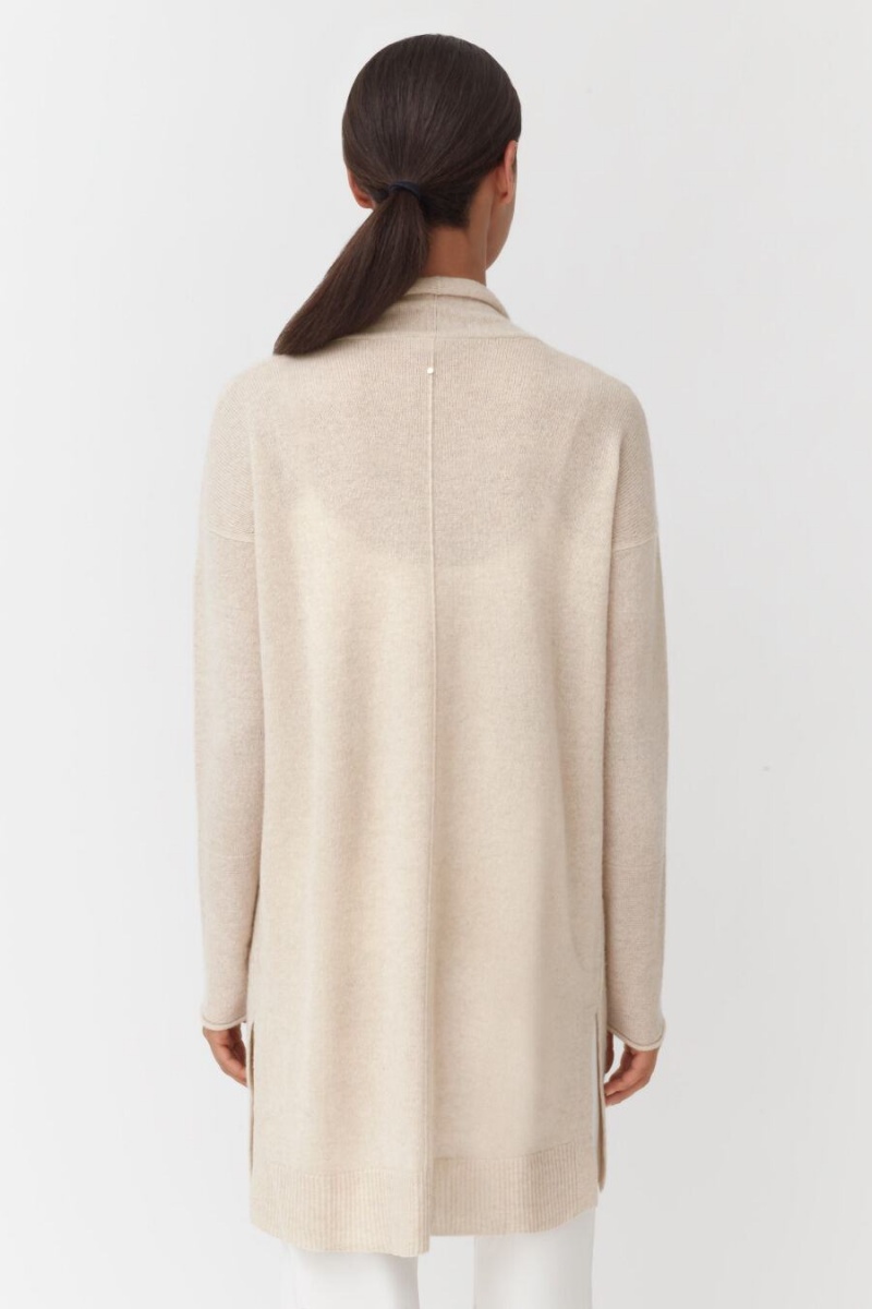 Cardigan Cuyana Single-Origin Cashmere Long Beige Femme | FFW-7911886