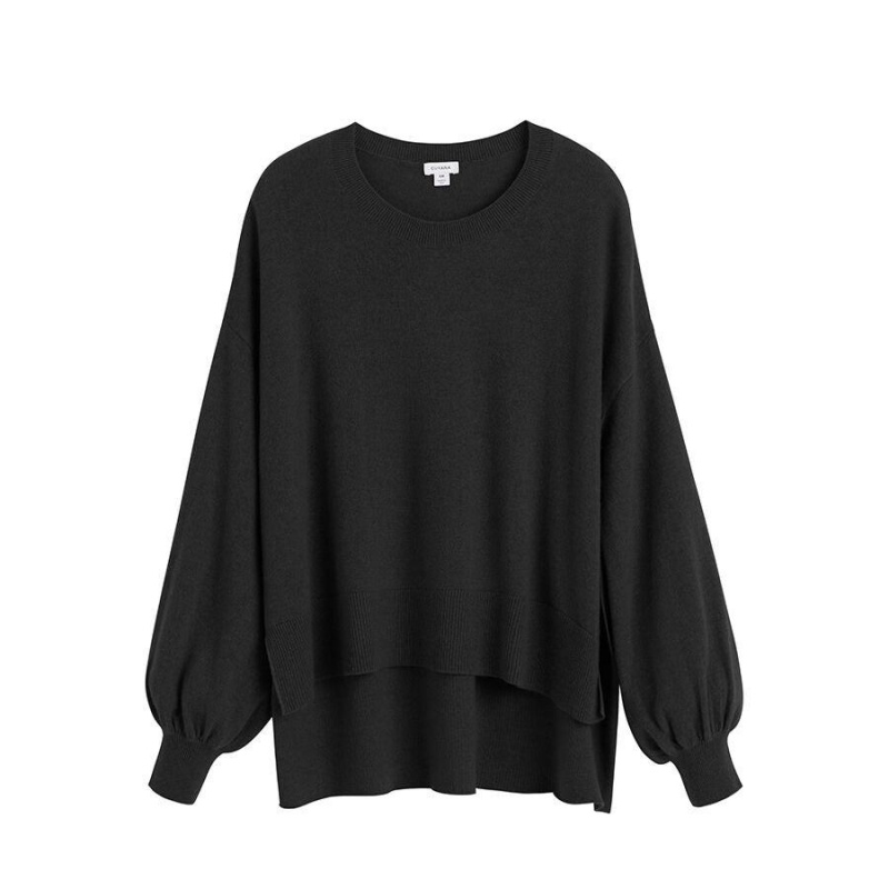 Chandails Cuyana Single-Origin Cashmere Open Side Noir Femme | NLI-4705958