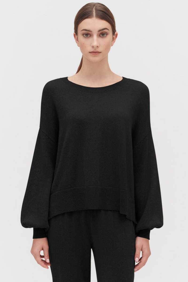 Chandails Cuyana Single-Origin Cashmere Open Side Noir Femme | NLI-4705958